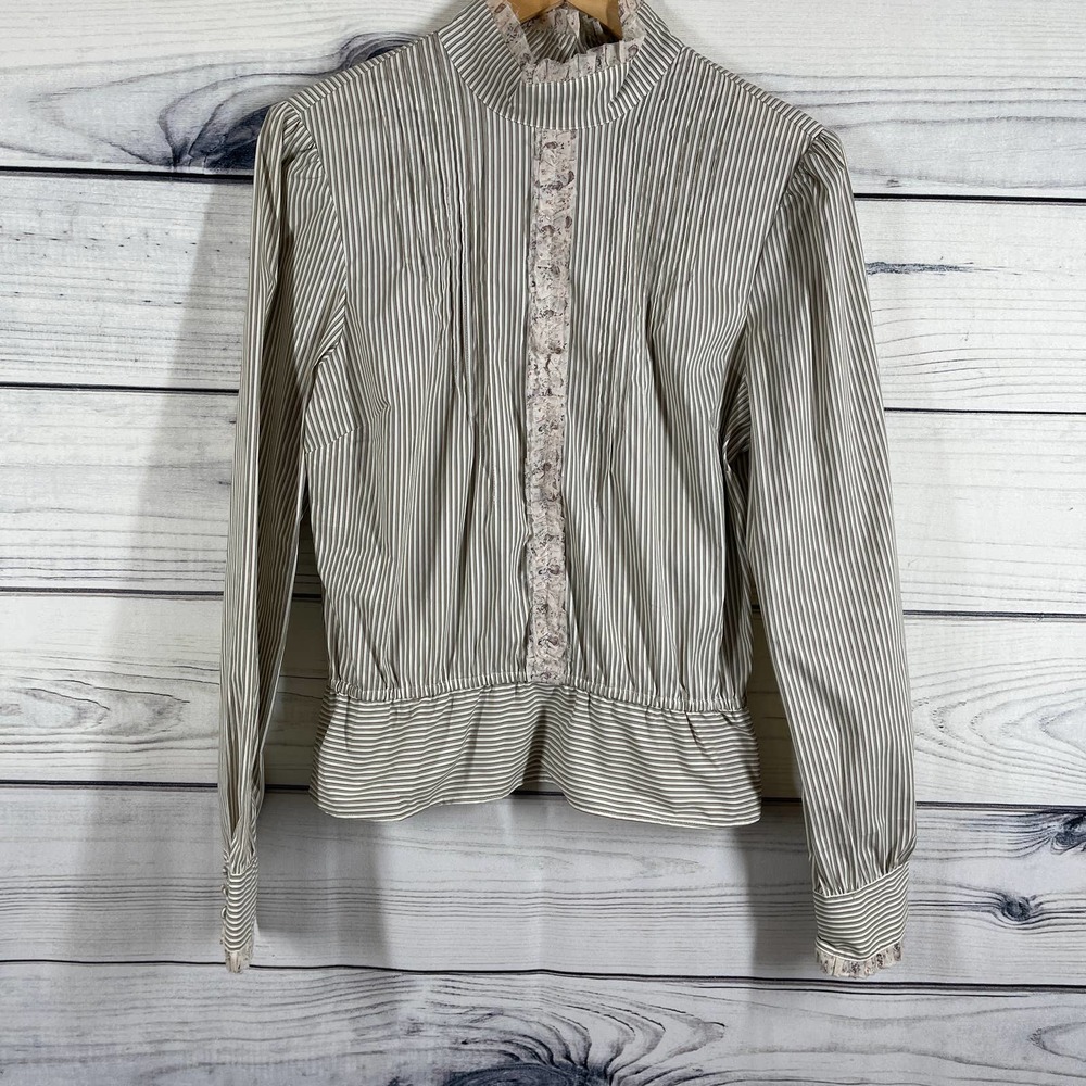 Kenneth Cole Vintage Ruffle Cottage-core Striped Top Size 12